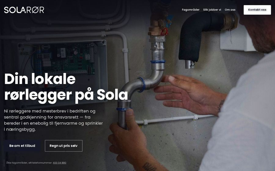 Utkast til ny nettside for Sola Rør