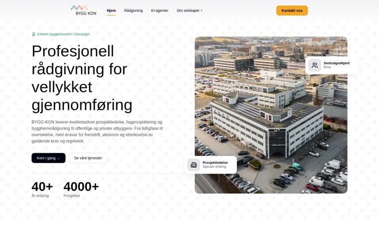 Skjermbilde av forsiden til Byggkon
