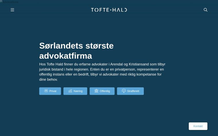 Skjermbilde av forsiden til Tofte Hald